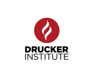 Drucker Institute logo: red circular flame emblem above the bold 'DRUCKER INSTITUTE' text.